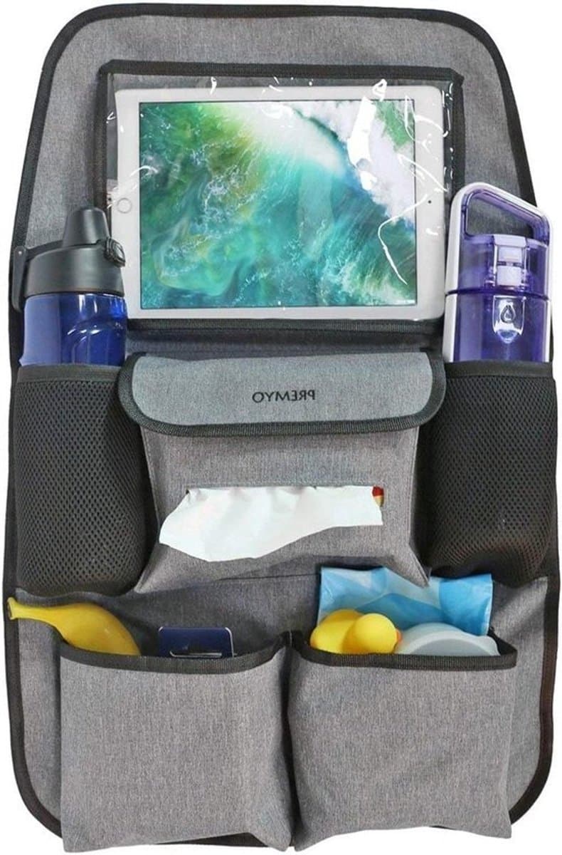 Auto Organizer Achterbank - Stoelbeschermer Organizer - Auto-organisatie - Met Tabletvak - Universeel - Grijs/Zwart