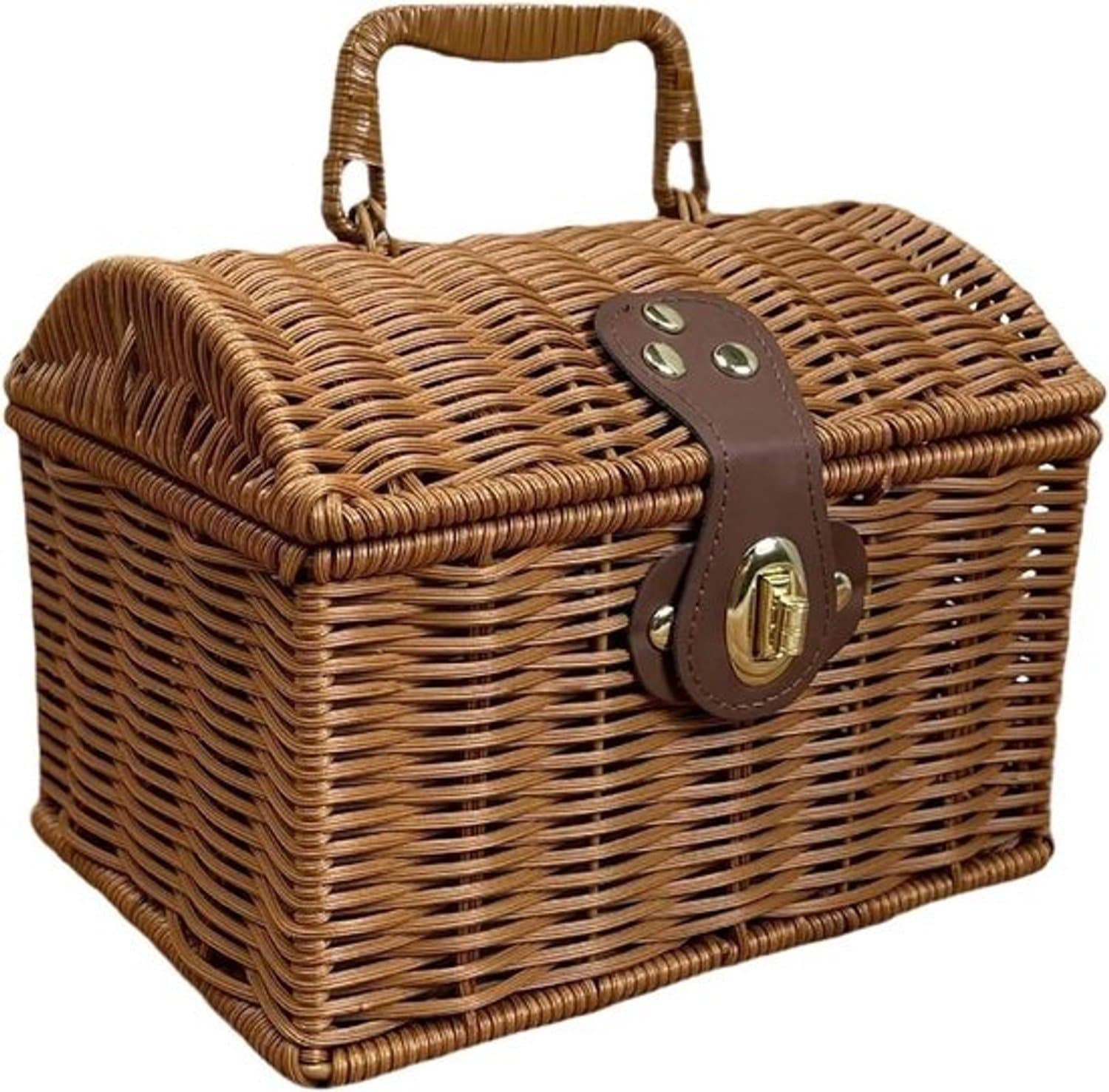 Rieten mand - Opbergbox deksel - Picknick organiseren - Natuurlijke vezels - 20 x 15 cm - Natuurlijk