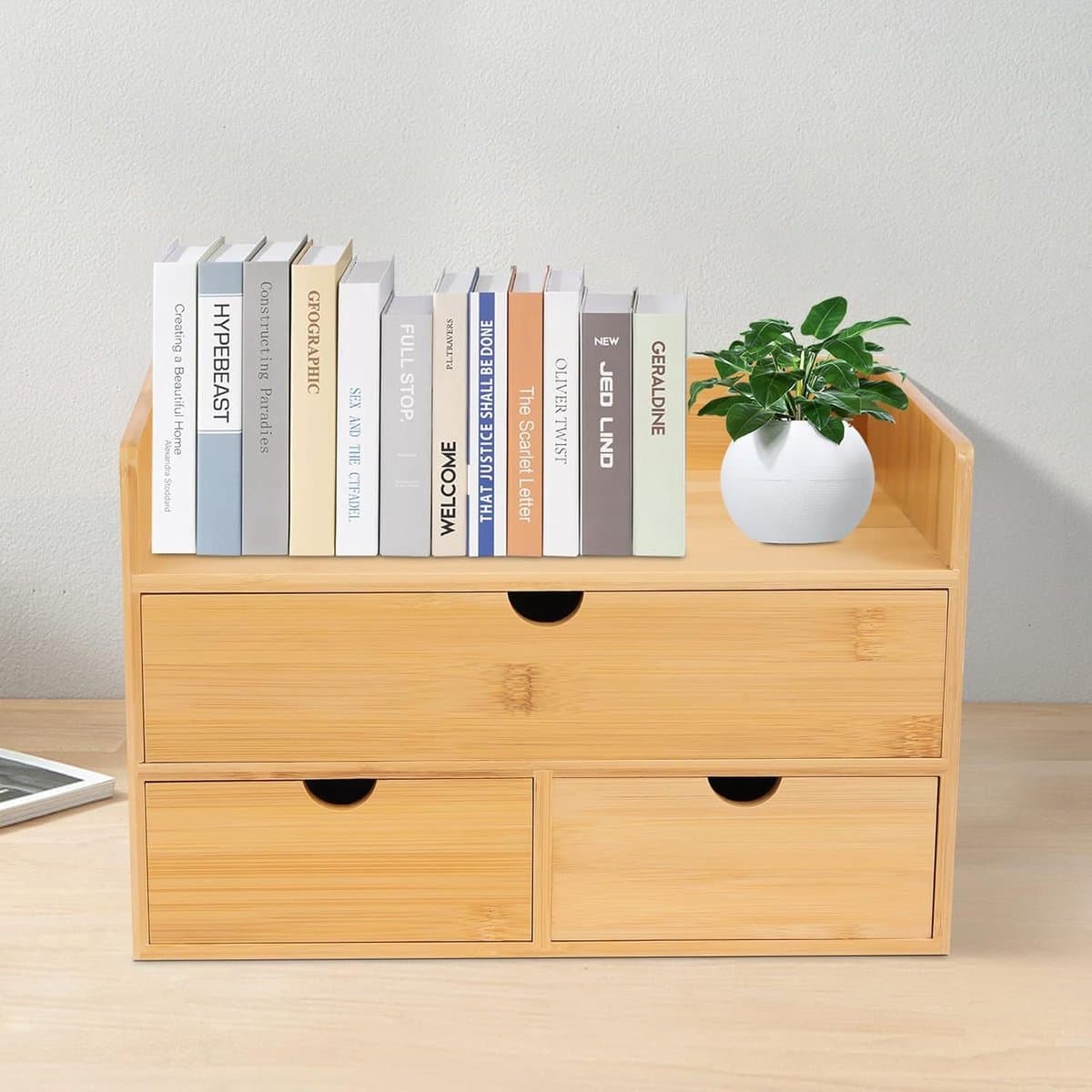 Bureau-organizer kantoor ladebox huis tabletop opslag bureaubutler desktop opbergdoos opbergsysteem (3 laden, één boven, twee onder)