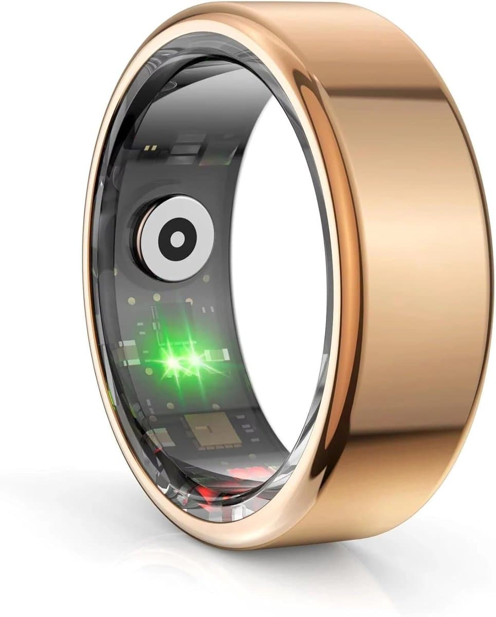 Slimme Ring - Fitness Tracker - Gezondheid Monitoren - Gezinsgegevens Delen - 5 Dagen Batterij - Goud
