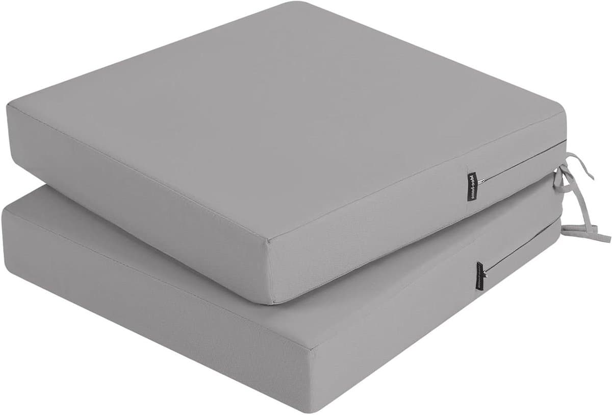 Buitenkussens Tuinstoel - Zitkussens Terras - Comfortabel Zitten - Waterdichte PU-Coating - 45 x 45 cm - Lichtgrijs