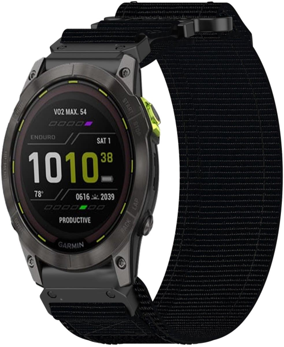 Voor Garmin Enduro 2 26 mm nylon klittenbandsluiting horlogeband (zwart)