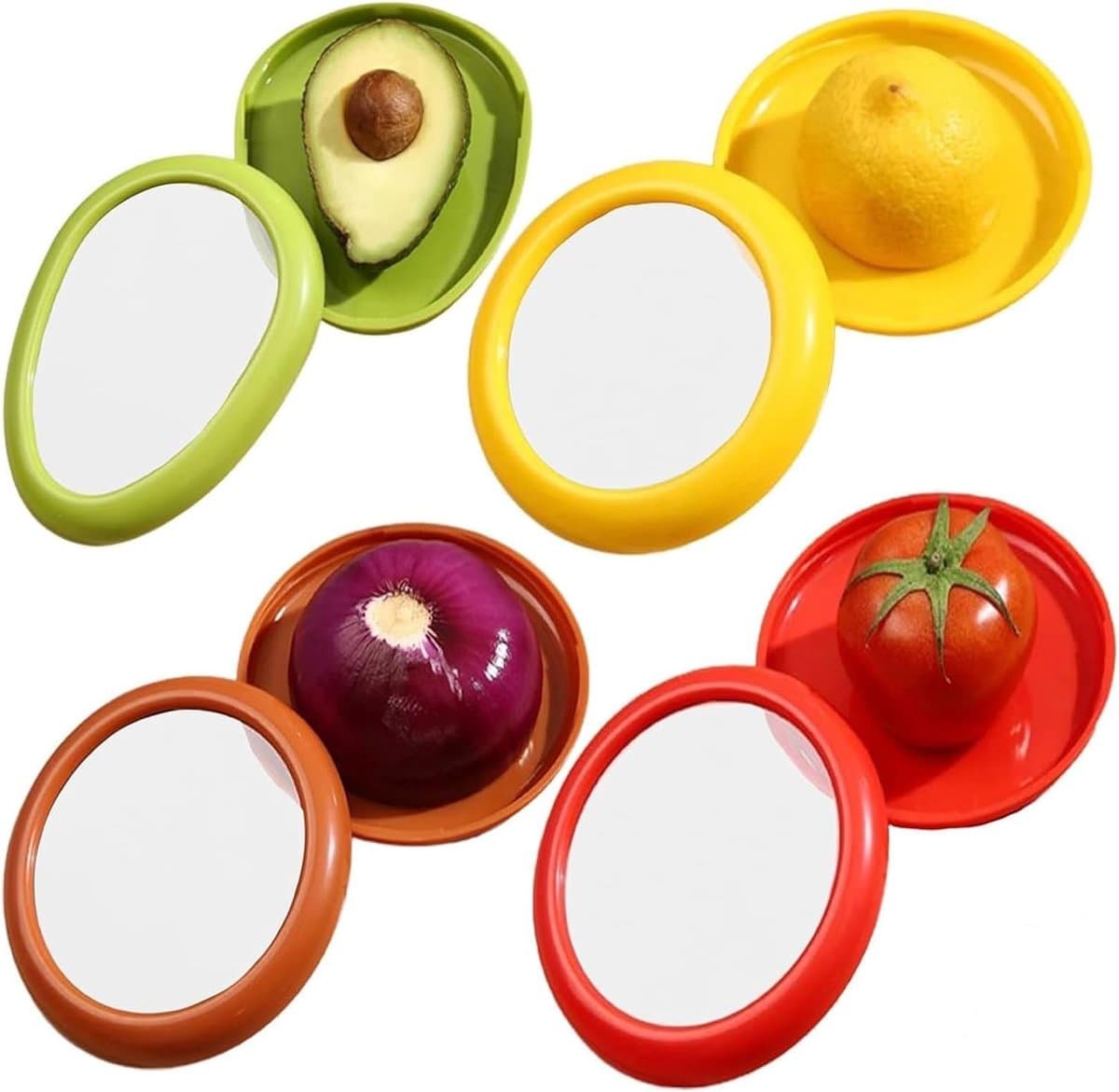 Siliconen deksels voor avocado's en groenten, 4-delige set voor vers voedselopslag, herbruikbare bewaardozen voor koelkast en fruit
