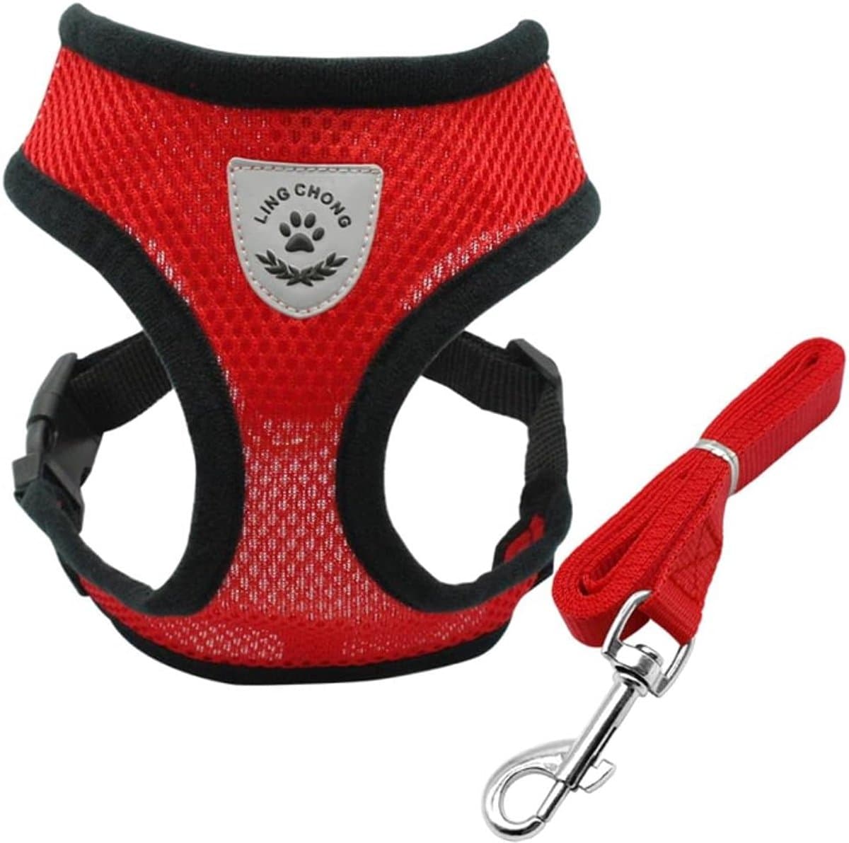 Huisdier Tuigje Set - Hond Kat - Veilig Wandelen - Ademend Mesh Materiaal - Maat L - Rood