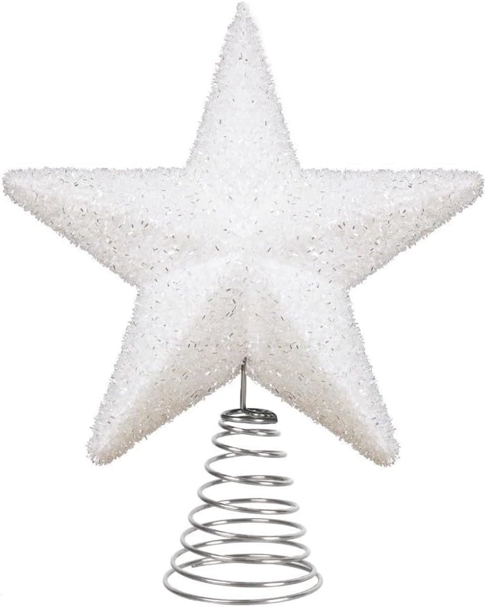 Kerstboom Ster - Boomversiering - Feestelijke Decoratie - Glinsterende Pailletten - 35 x 27 cm - Wit