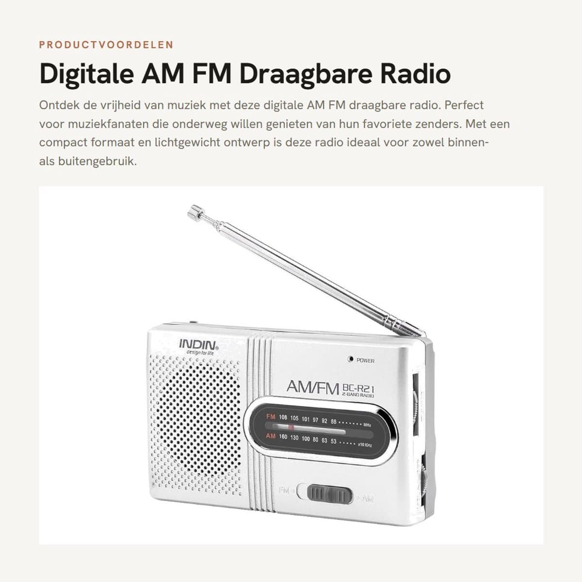 Dailygoods- Draagbare Radio met Telescopische Antenne - Mini Stereo - Transistor Ontvanger - Persoonlijke Luidsprekers - Muziekspeler - Lichtgewicht