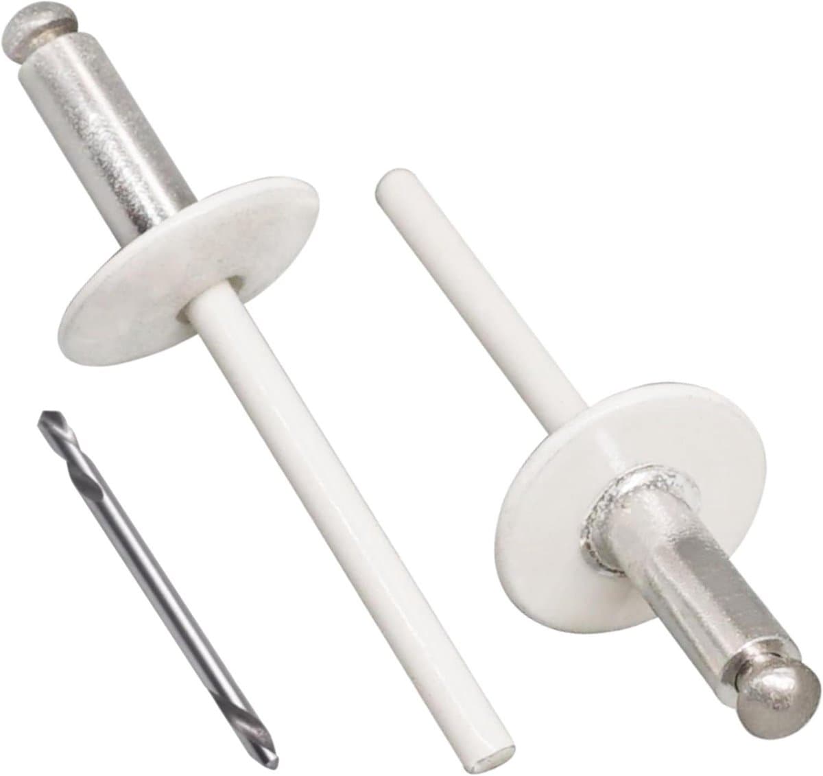 Aluminium Blindklinknagels - Grote Flens Klinknagels - Materiaal Bevestigen - Brede Kop - 48 x 14 mm - Wit