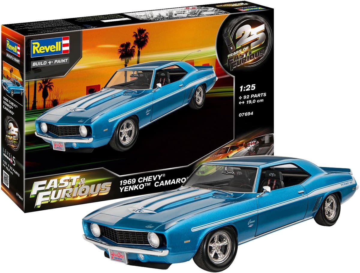 Revell Modelbouwpakket Militaire voertuigen - 07694 Fast - Furious 1969 Chevy Camaro Yenko Car Plastic - 1:25 - Modelbouw