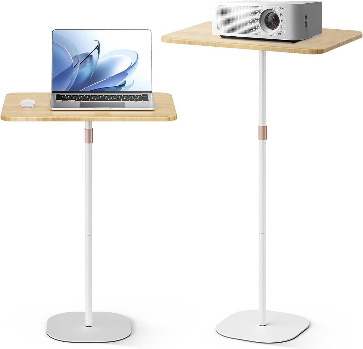 Mobiele statafel laptopbureau - verstelbare hoogte 46-120 cm - staande werkplek voor studio - mobiele computertafel voor kantoor - bed bank - wit