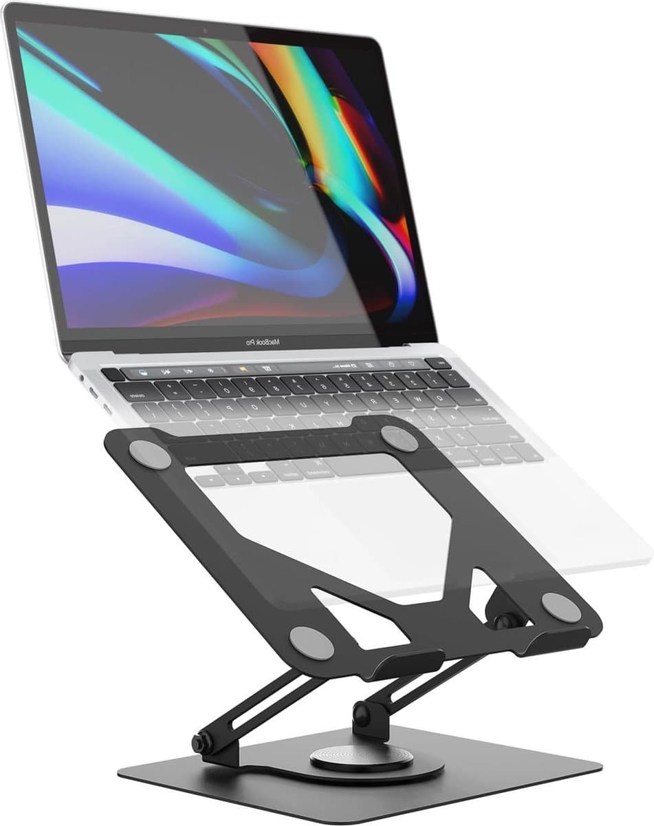 Draagbare klaptafel geventileerd met draaibare basis - in hoogte verstelbaar - laptops 11-17 inch - zwart.