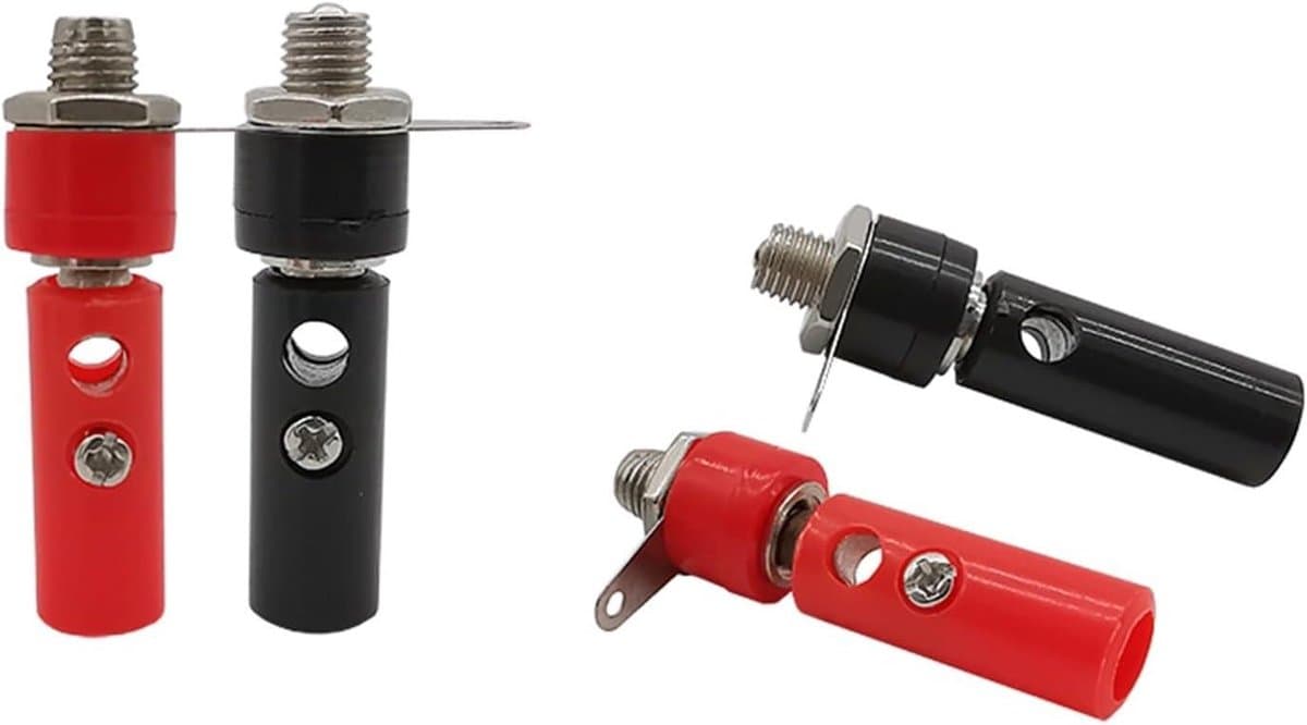 Luidsprekeraansluitingen - Banaanstekkers - Audio Verbindingen - 4mm Stekker en Bus - 2 Paar - Zwart Rood