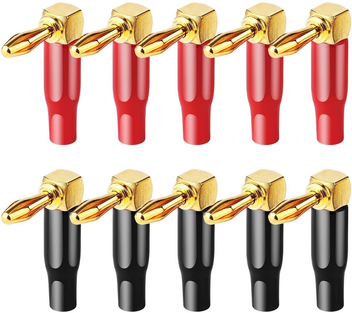 Luidspreker Connectoren - Banaan Pluggen - Audio Verbindingen - Gevlochten Ontwerp - 10 Stuks - Rood Zwart