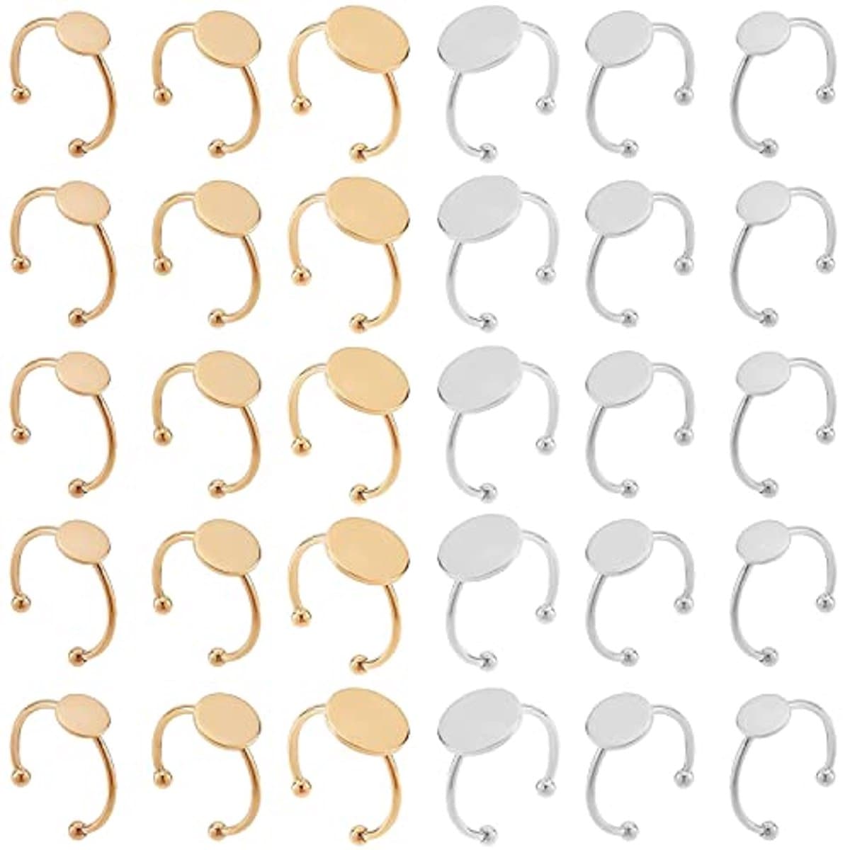 Blanco Ringen - Ring Basis - Sieraden Maken - Verstelbare Basis - 30 Stuks - Goud Zilver