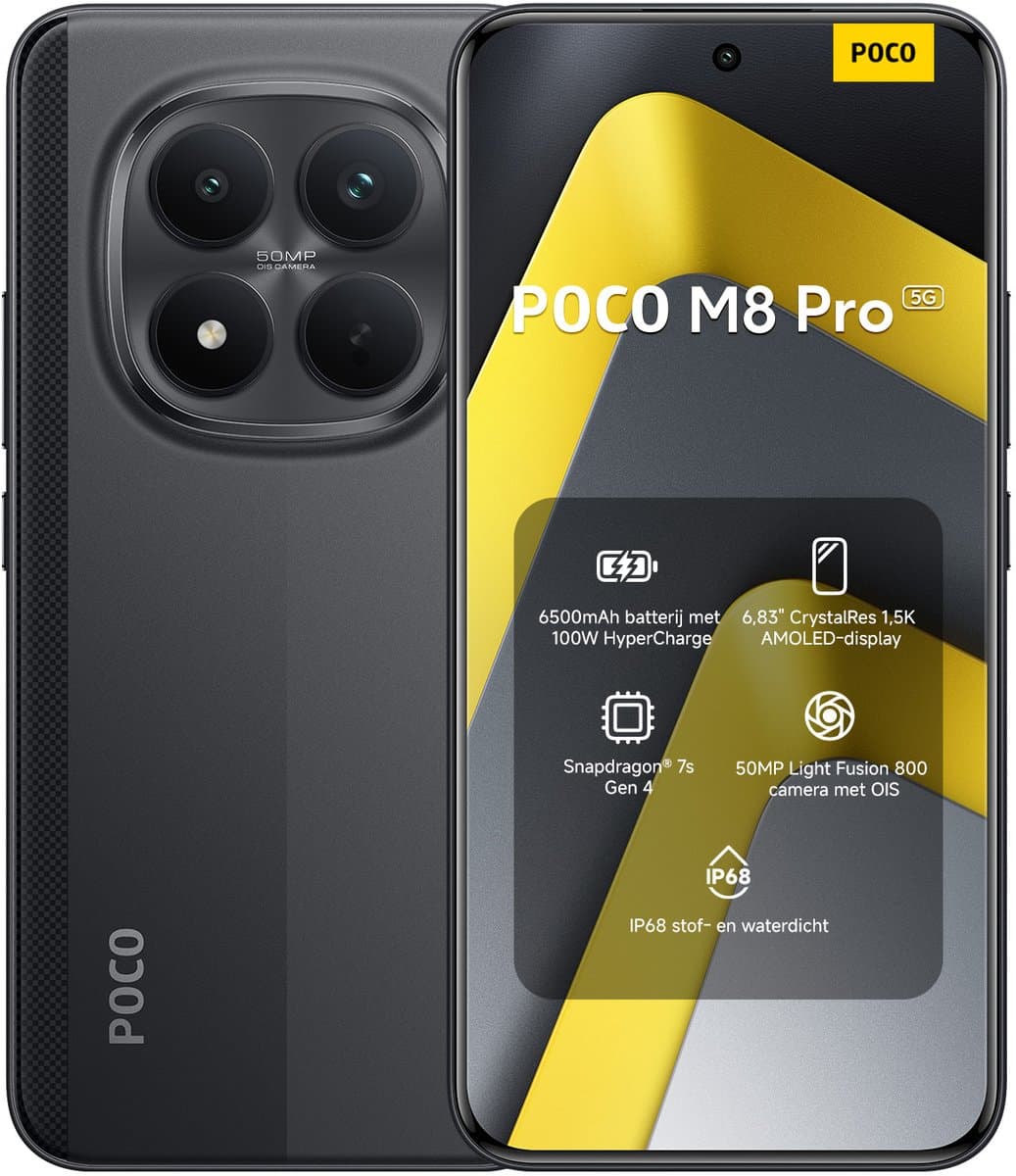 Xiaomi POCO M8 Pro 5G - 8GB 256GB - Zwart - 6.83 inch 1.5K AMOLED - 6500 mAh Batterij