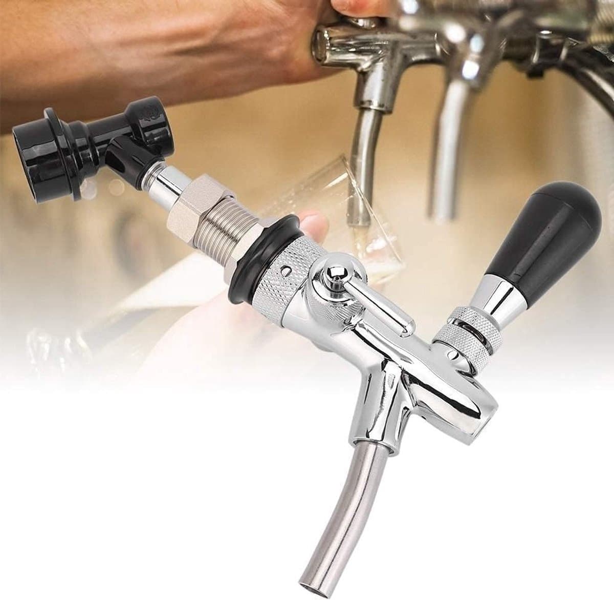 Verstelbare Biertap voor Thuisbrouwerij - Keg Tap met Balvergrendeling en Vloeistofontkoppeling voor Bars en Restaurants