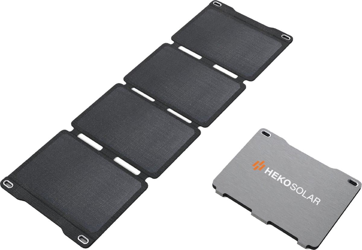 Heko Solar® Unfold 30 - Draagbaar Zonnepaneel - 30W - Opvouwbaar - IP65 - Werkt met Powerbank - USB-A en USB-C - Noodpakket, Kamperen en Outdoor