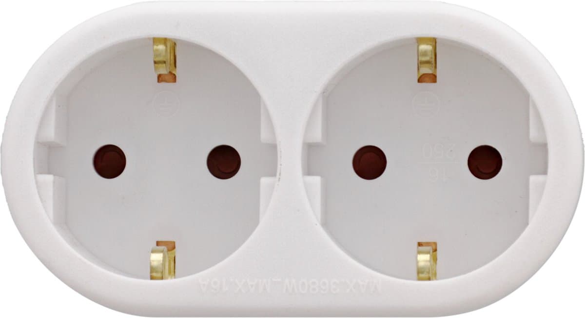Deltaco - Geaard Stopcontact - 2 Stopcontacten - Kinderveilig - Wit