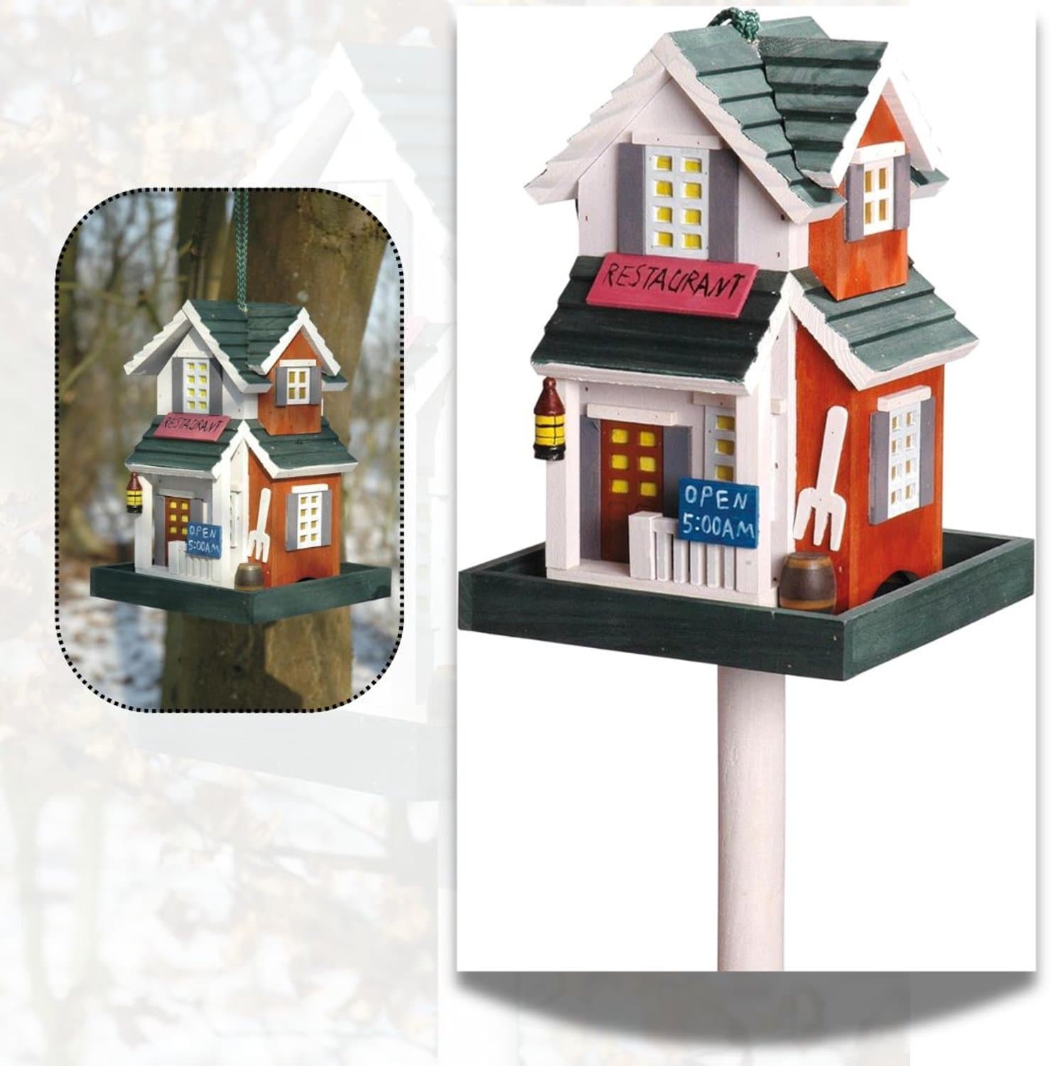 Zolvano® Vogelvoederhuisje Op Paal - Vogelvoederstation - Buitenvogels -Multikleur
