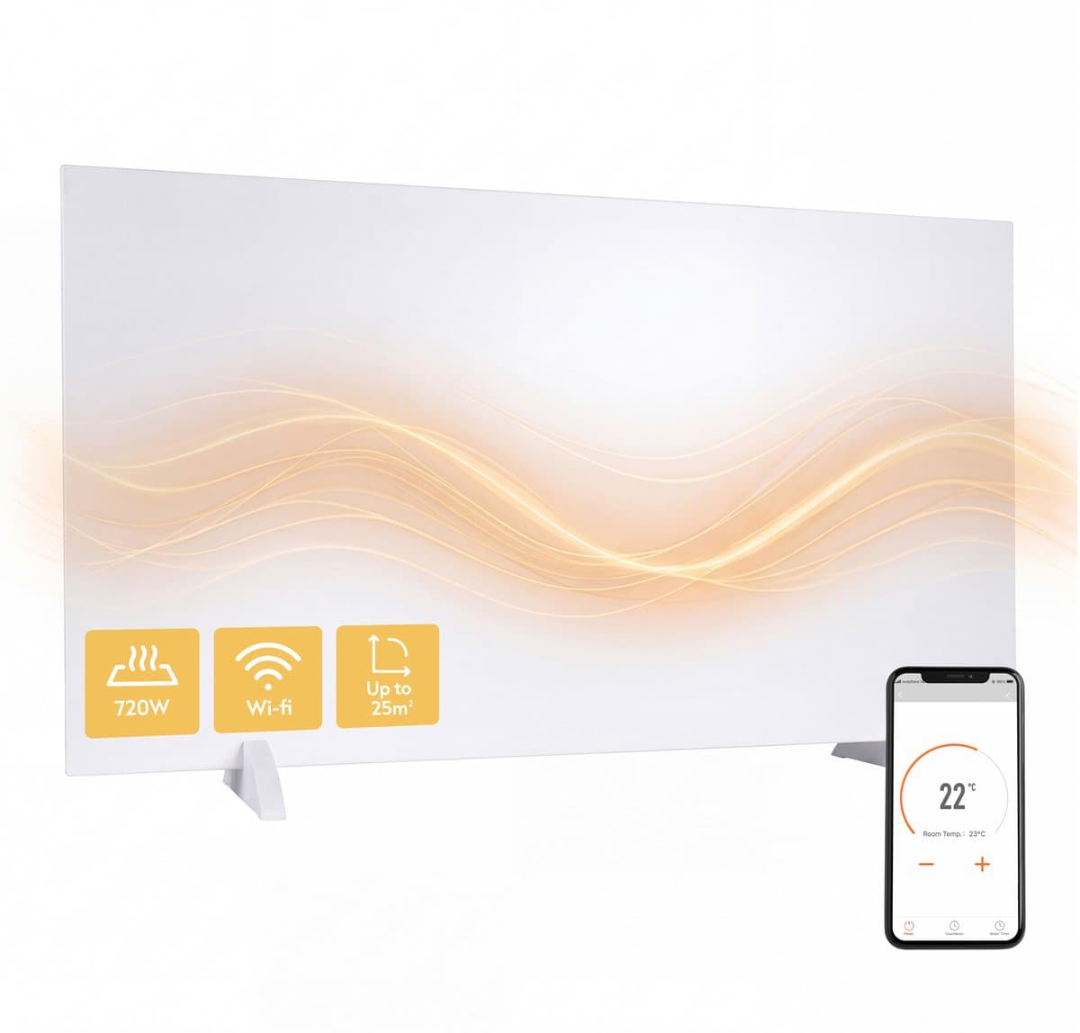 Silvergear Infrarood Verwarmingspaneel Premium - Elektrische Verwarming met App - WIFI - 720W - Wit