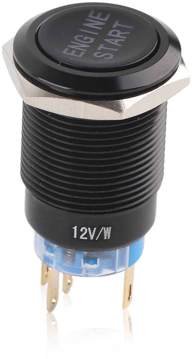 Interruttore di accensione 12V Impermeabile Pulsante di avvio motore per auto Interruttore di avviamento(Cassa in lega di zinco e alluminio nero)