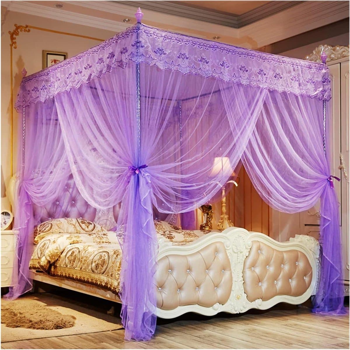 Klambenet voor Bed - Nachthemel Bed - Bescherming tegen insecten - Ademend mesh materiaal - 200x150x170cm - Wit