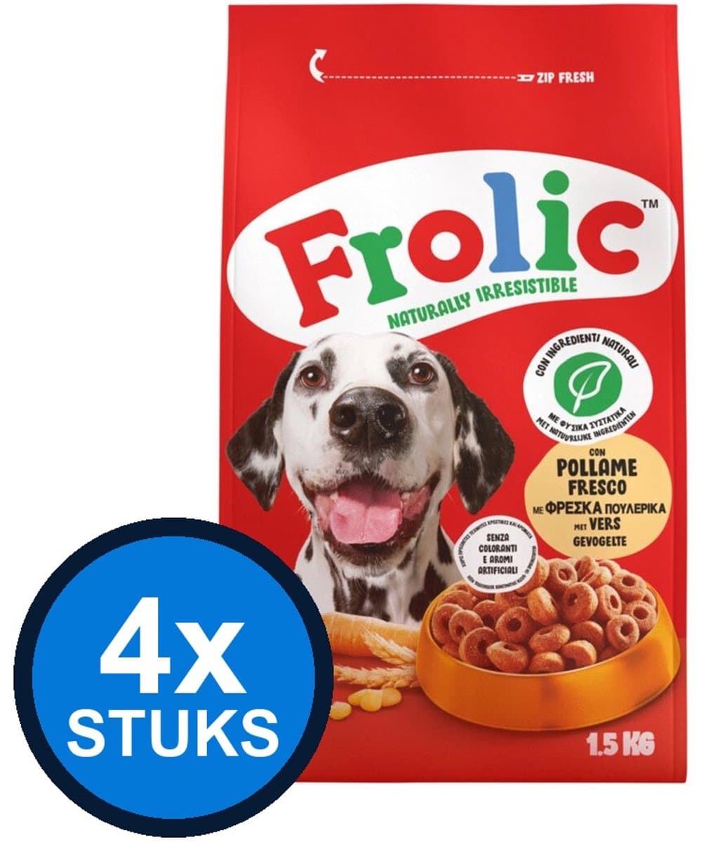4x Frolic - droog gevogelte 1,5kg - Hondenvoer - 1.5 kg