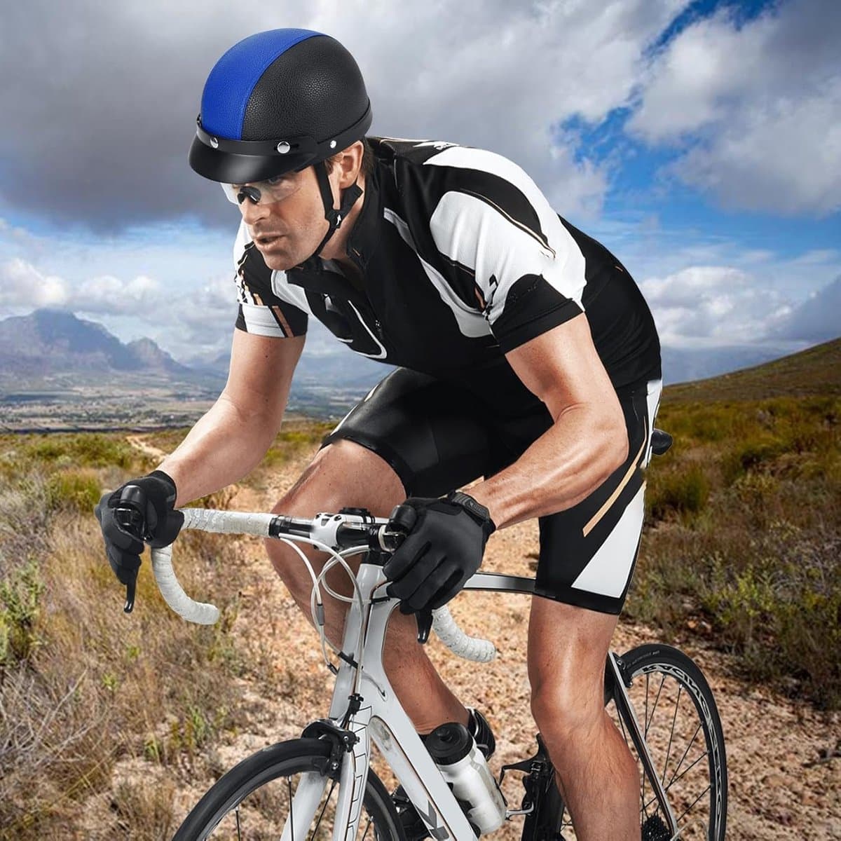 Fietshelm Volwassenen - Fietsmuts Skihelm - Hoofdbescherming Sport - Zweetabsorberende Voering - 55-62 cm - Blauw Zwart