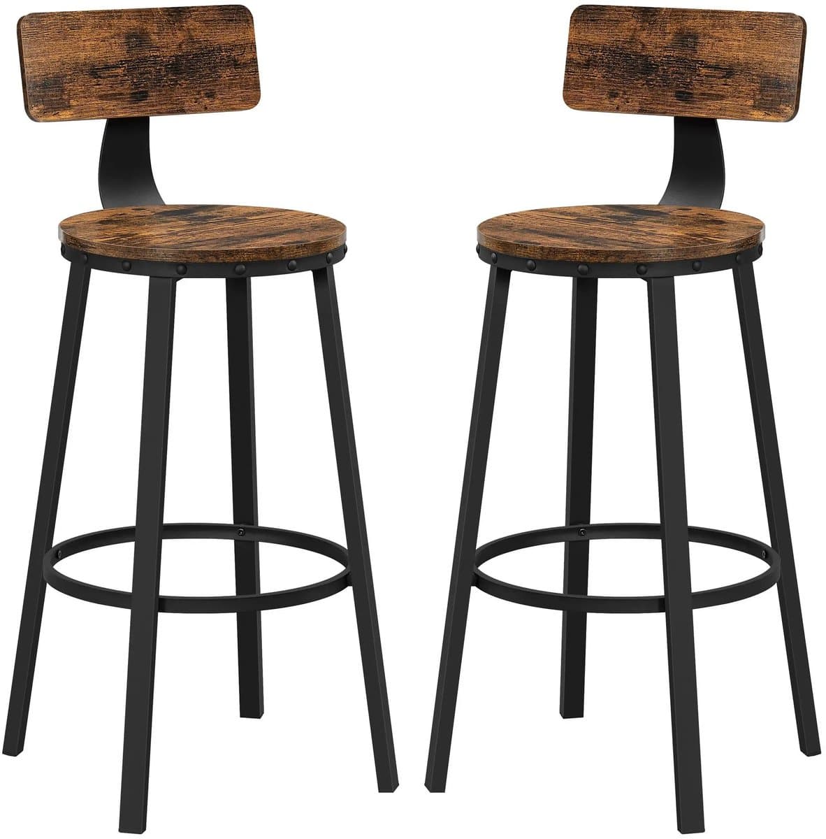 NordHaus Barkrukken - Barstoelen - Keukenstoelen - Ergonomische rugleuning en voetsteun - Set van 2, zithoogte 73 cm