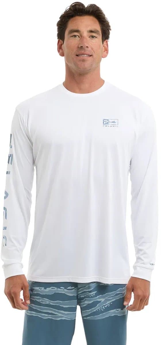 Pelagic Aquatek Wahoo Icon Uv-werende Langarm T-shirt Wit XL Man