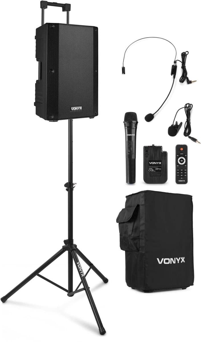 Vonyx VSA500-BP portable speaker set met speakerbeschermhoes en luidsprekerstatief - 800W