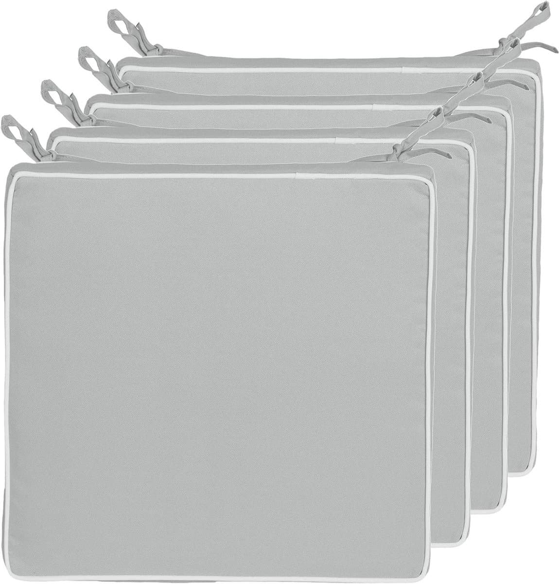 Zitkussens Set - Stoelkussens Tuinkussens - Comfortabel Zitten - Waterafstotend Lotus Effect - 40x40x4 cm - Lichtgrijs