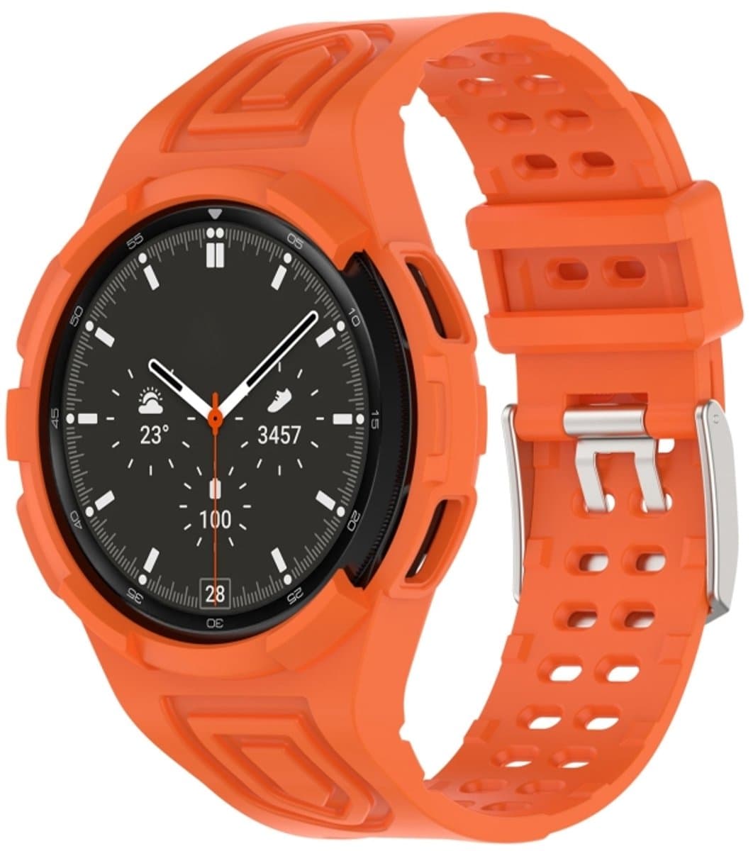 For Samsung Galaxy Watch4 Classic 46mm Armor Integrated TPU Double-Pin Buckle Smart Watch Band(Orange)
