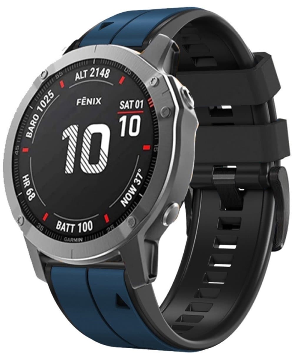 Voor Garmin Approach S62 22mm siliconen sport tweekleurige horlogeband (donkerblauw + zwart)
