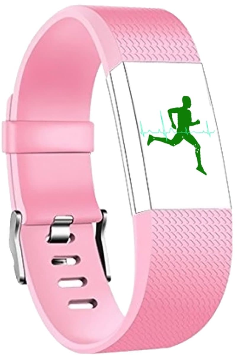 Verstelbare sportpolsband met vierkant patroon voor FITBIT Charge 2, maat: L, 12,5 x 8,5 cm (roze)