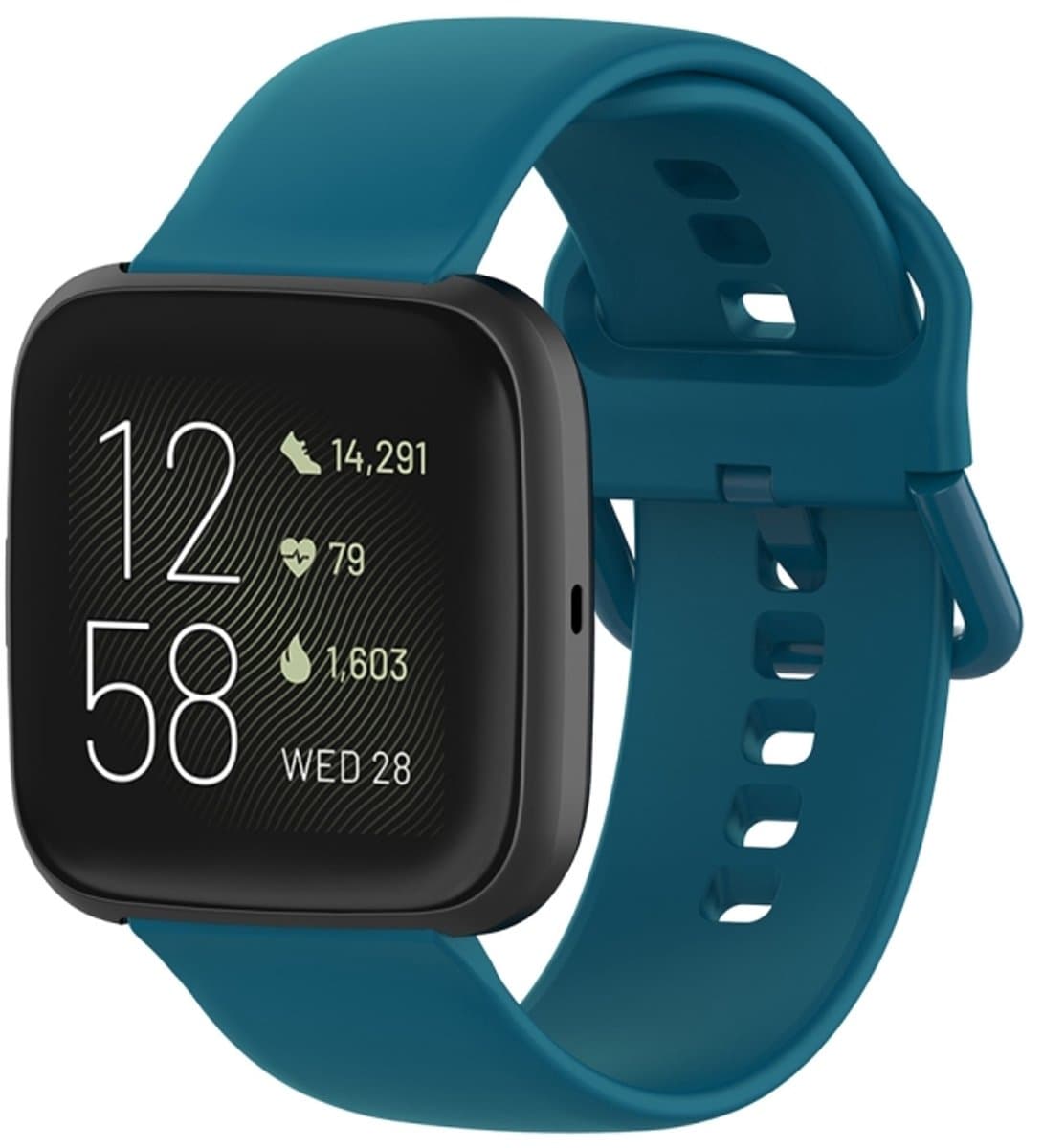 22mm kleur gesp siliconen polsband horlogeband voor Fitbit Versa 2 / Versa / Versa Lite / Blaze (donkergroen)