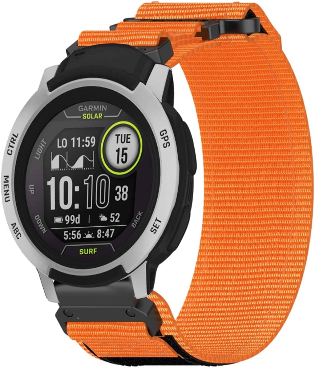 Voor Garmin Instinct 22 mm nylon klittenbandsluiting horlogeband (oranje)