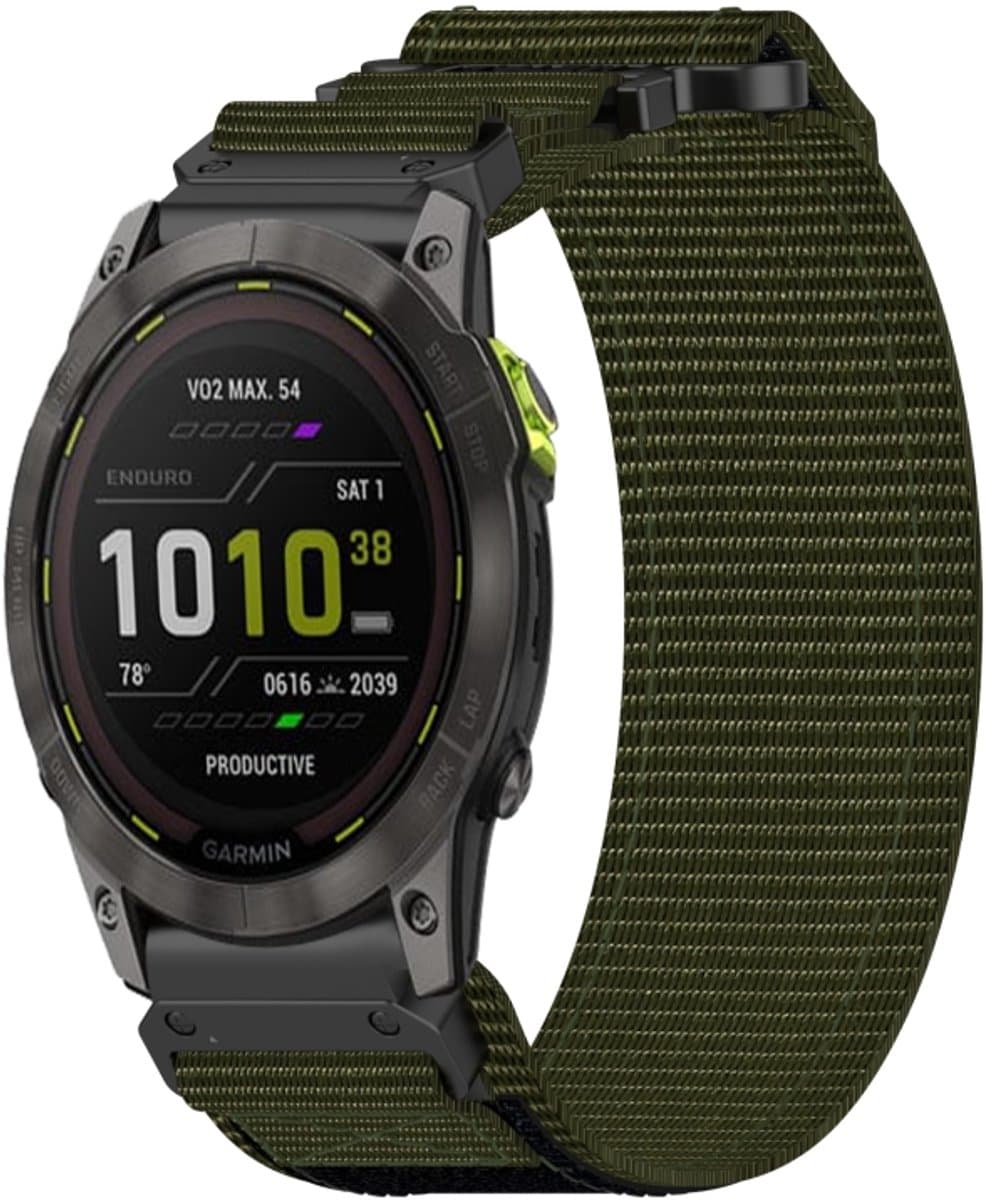 Voor Garmin Enduro 2 26 mm nylon klittenbandsluiting horlogeband (legergroen)