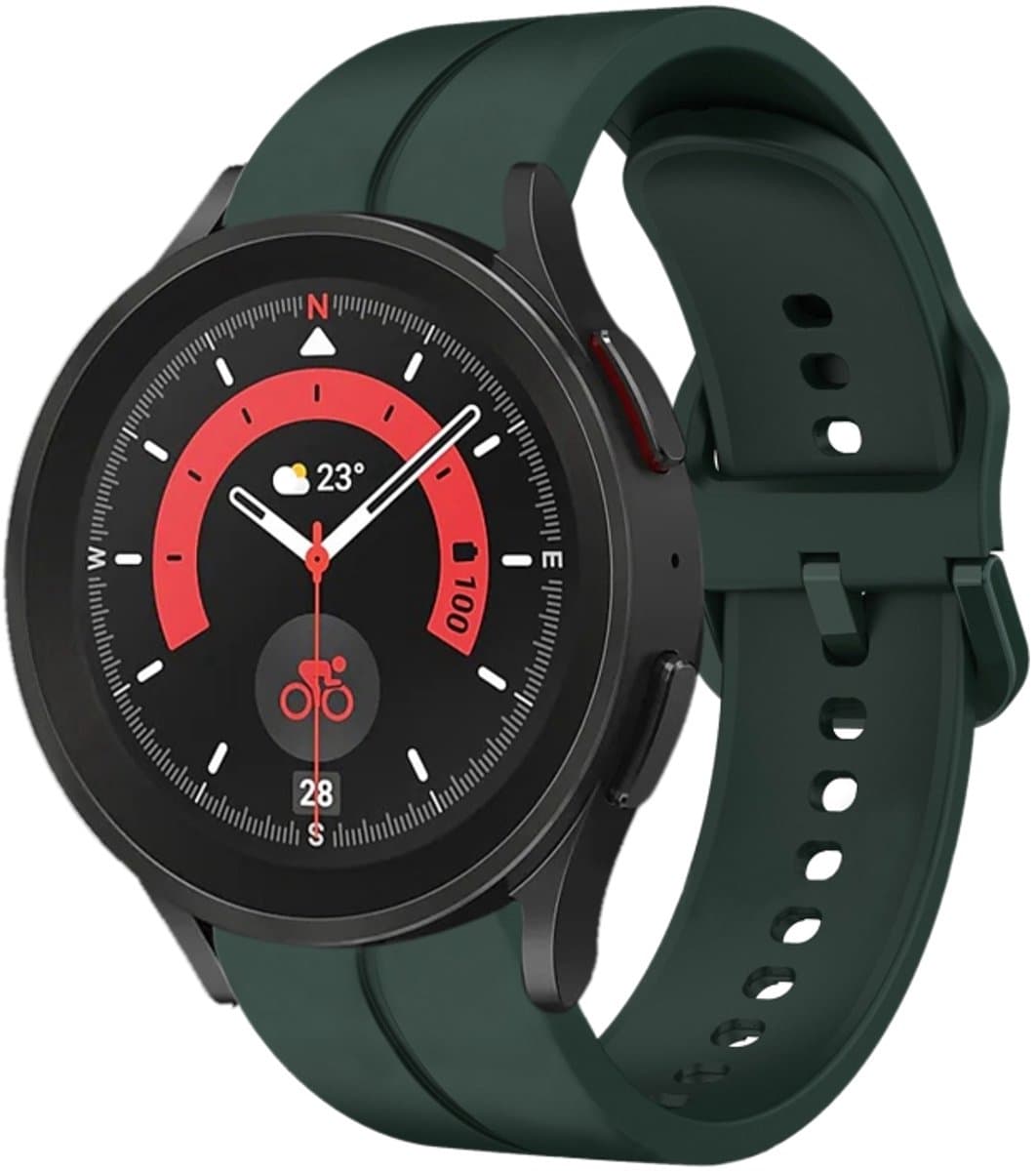Voor Samsung Galaxy Watch5 Pro 45 mm 20 mm lus siliconen horlogeband (donkergroen)