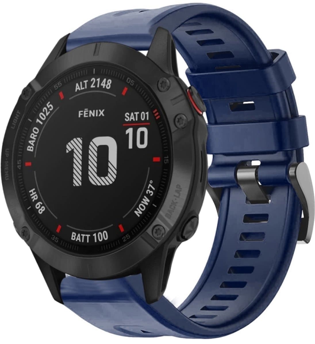 Voor Garmin Fenix 6 Pro GPS Metalen Gesp Effen Kleur Siliconen Horlogeband (Marineblauw)