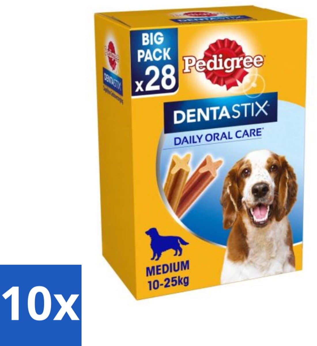 10 x Pedigree - Dentastix - Medium - Multipack - 28 Stix - 720 Gram - Hondensnacks - Tanden Reinigen - Tandplak Verminderen - Gezonde Mondhygiëne - Hondensnack