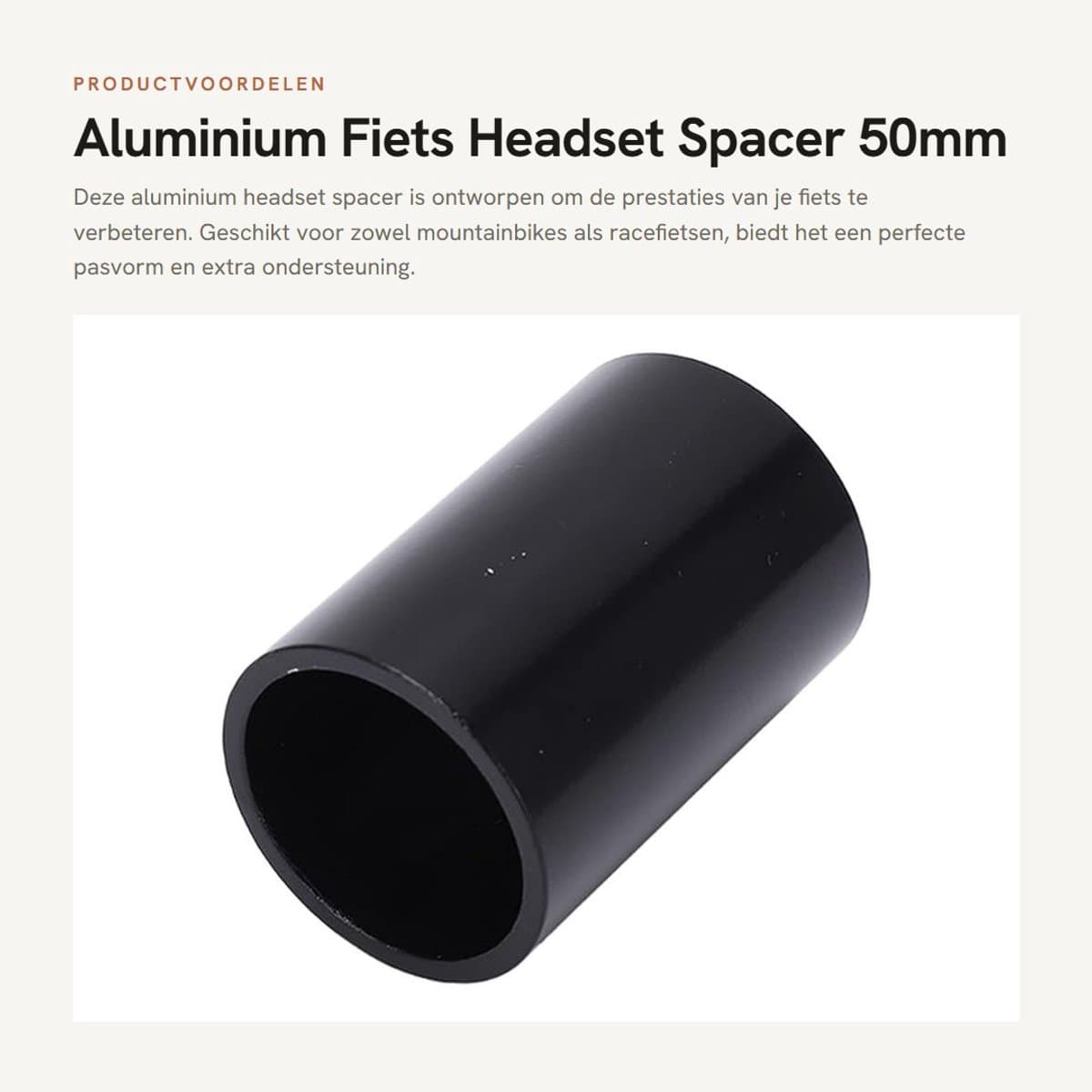 Dailygoods - Aluminium Fiets Headset Spacer 50mm Zwart