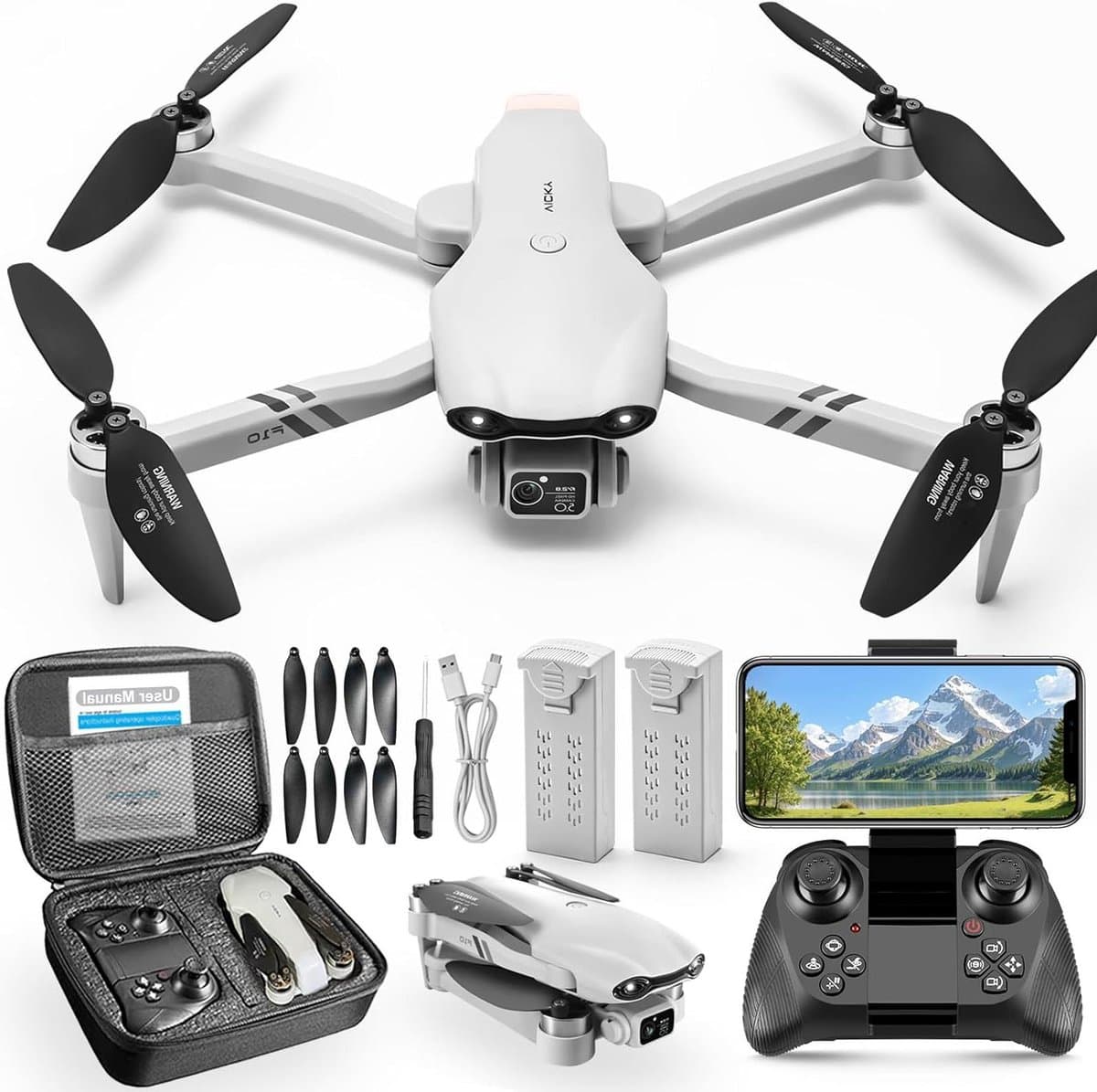 RC Drone - Quadcopter Mini Drone - Vliegplezier Beleven - Brushless Motor - 23 x 20 x 5.5 cm - Wit