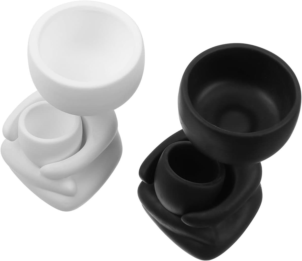 Bloempotten Set - Keramiek Plantenbak - Planten Decoratie - Menselijke Vorm - 9.5x8cm - Diverse Kleuren