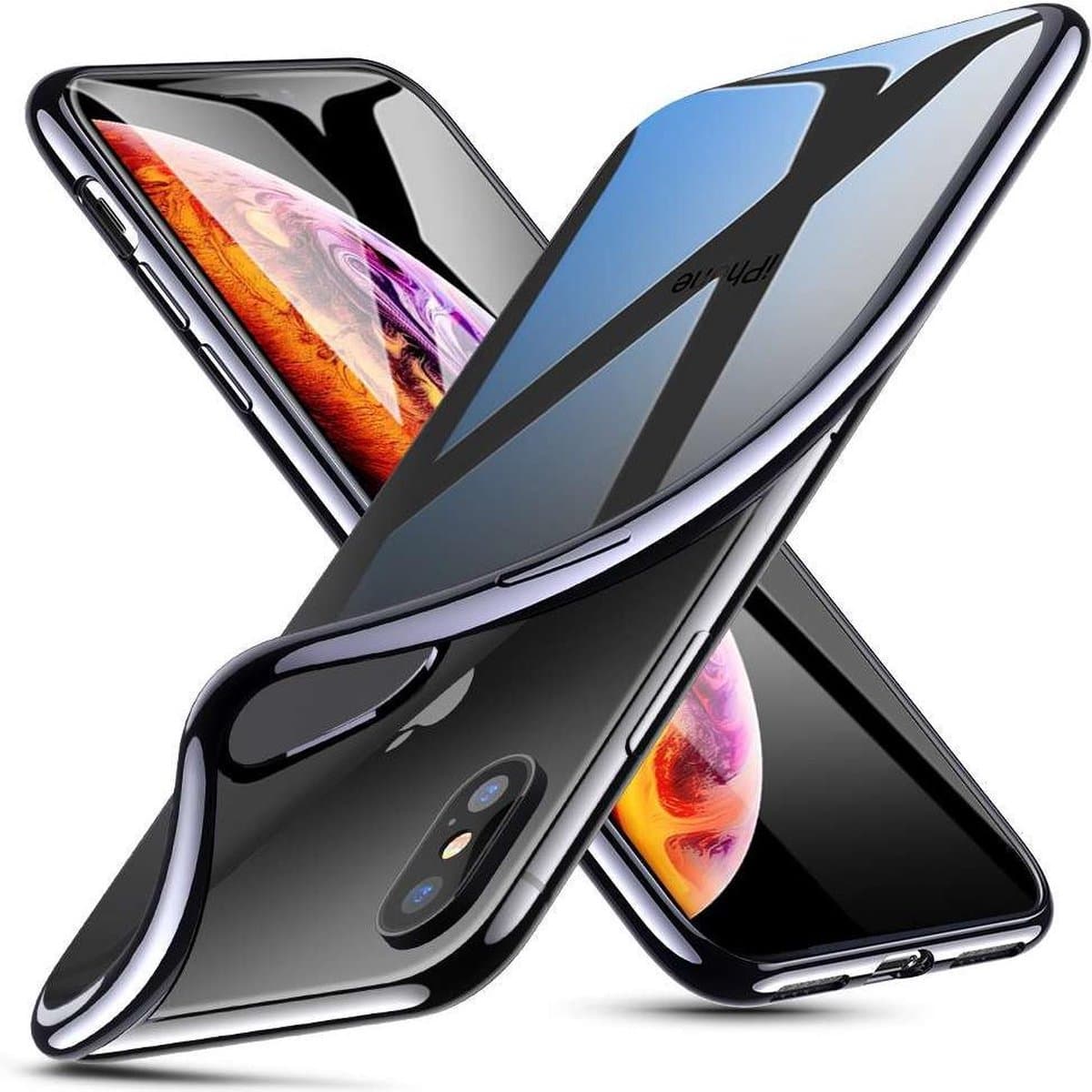 ESR iPhone XS hoesje ultradun galvanische zwarte zijkant zacht TPU