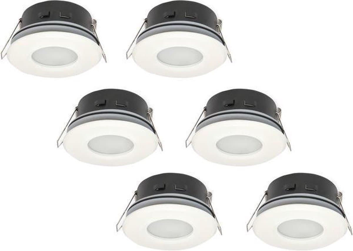Groenovatie Inbouwspot - Rond - Waterdicht IP54 - MR16 Fitting - ⌀ 82 mm - Mat Wit - 6-Pack