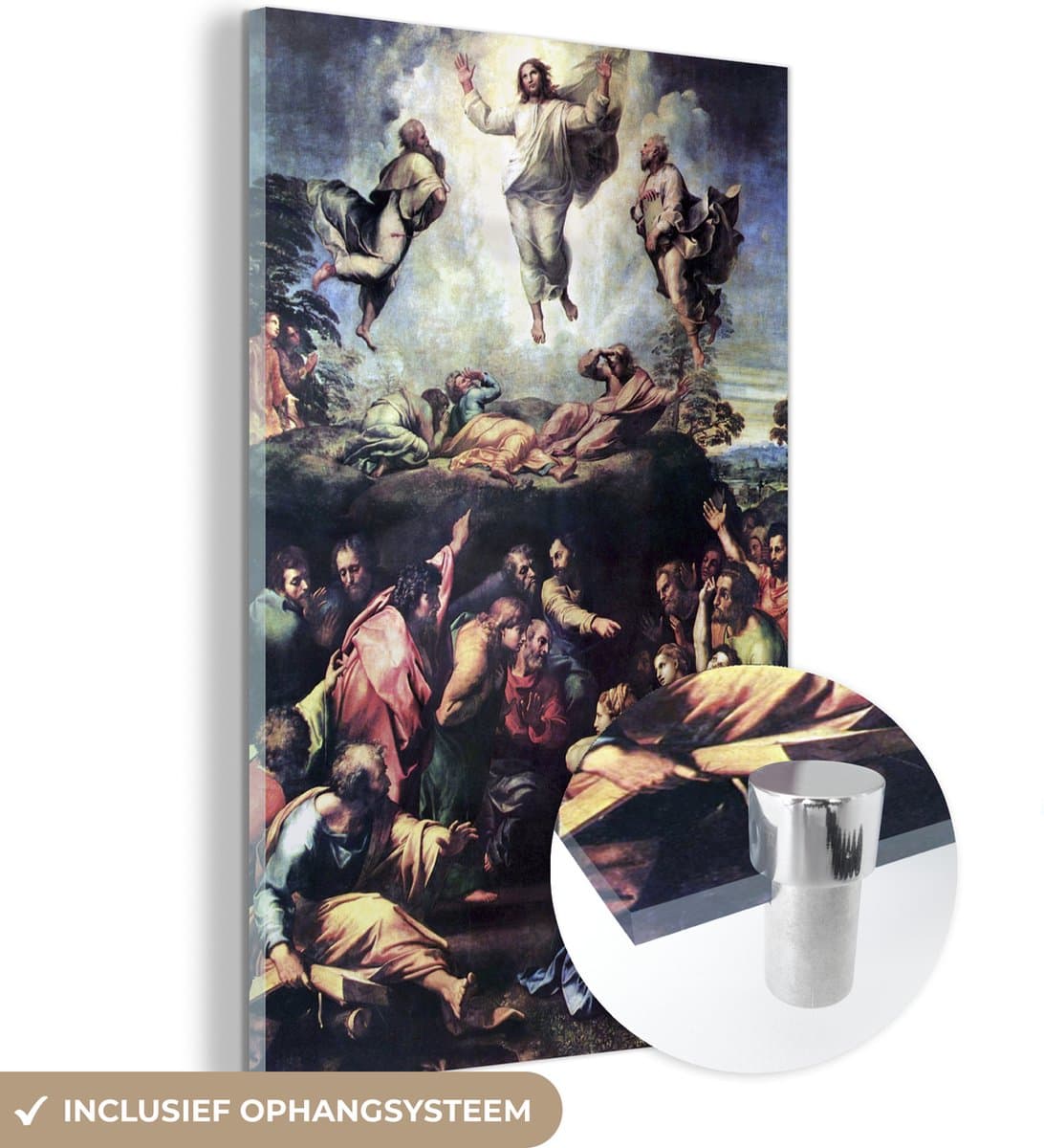 ® Glasschilderij 40x60 cm - Schilderij acrylglas - Transfiguration - Raphael Raffaello - Foto op glas - Muurdecoratie woonkamer - Wanddecoratie slaapkamer - Schilderijen