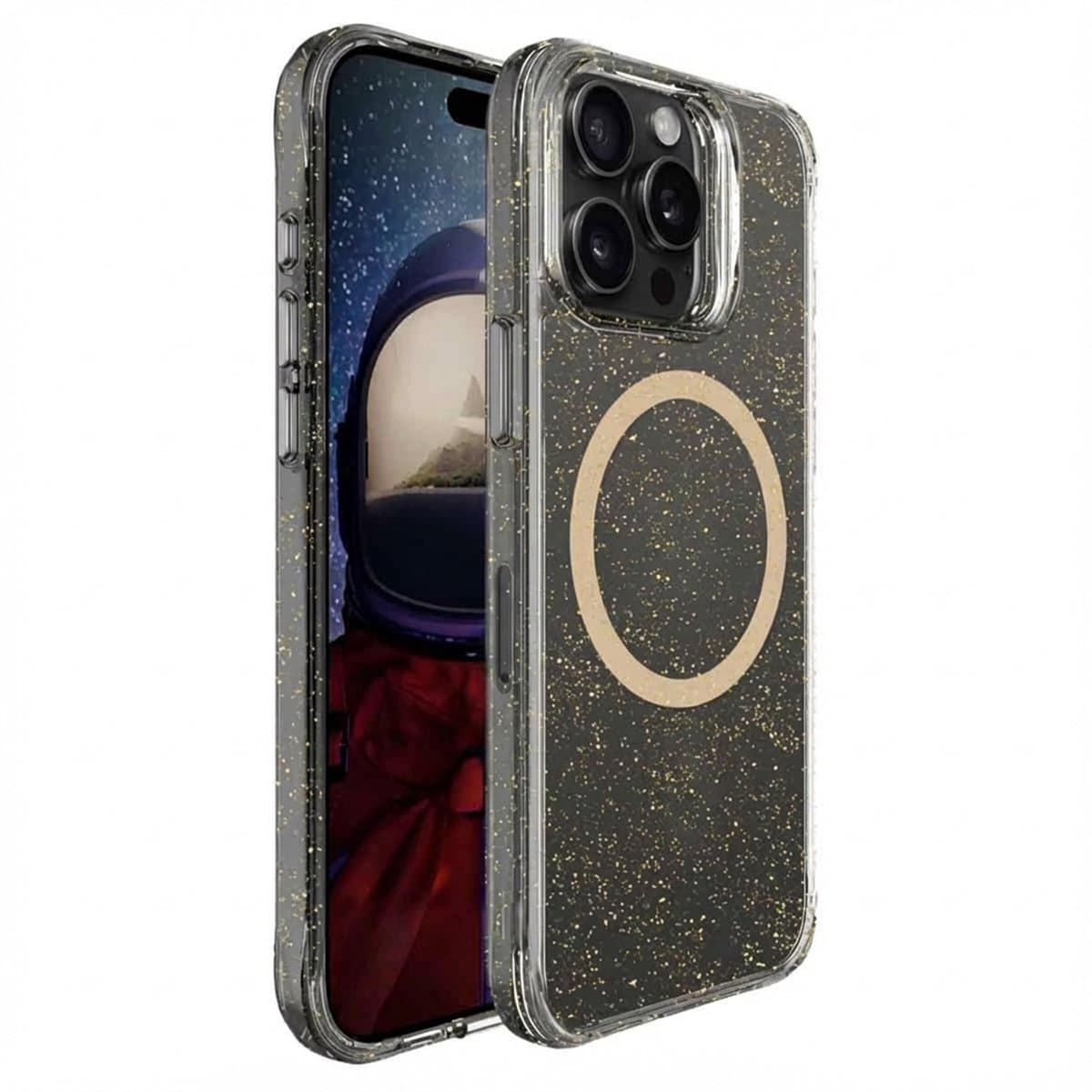 imoshion Hoesje - Geschikt voor Apple iPhone 16 Pro - Glitter Backcover geschikt voor MagSafe 2.0 - Goud