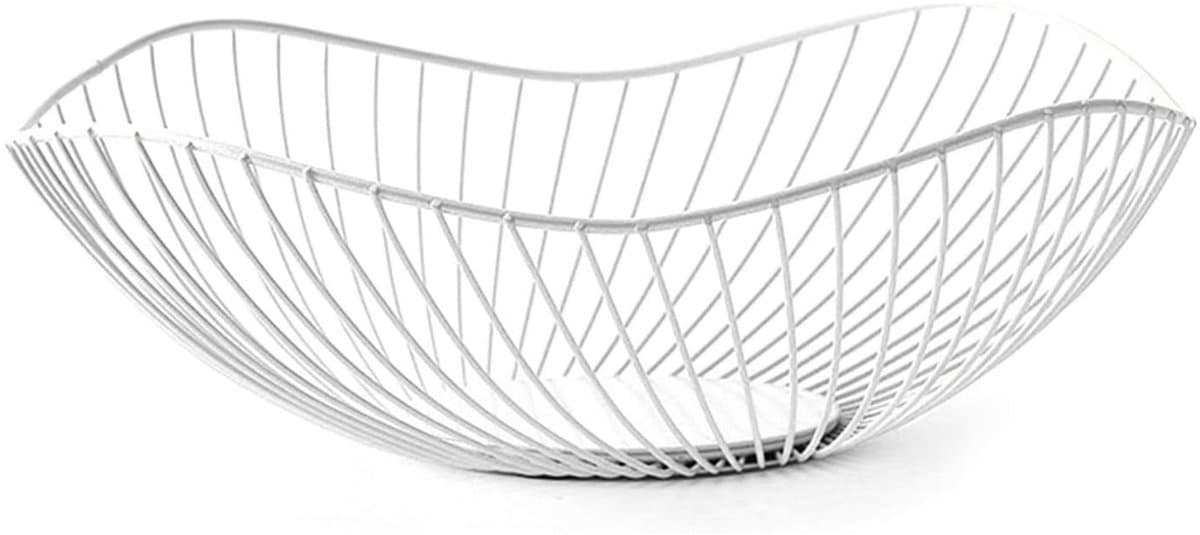 QTTVBTNA - Metaal Fruitmand - Grote Geometrische Opbergmand - Roestbestendig - voor Fruit, Groenten & Snacks - Keukenopslag en Decoratie - Wit - 1 stuk