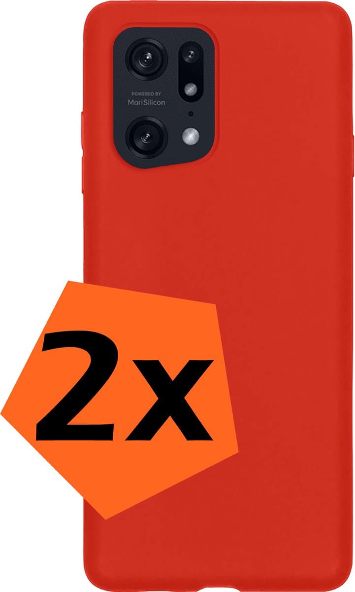 Hoes - 2 Stuks - Geschikt voor OPPO Find X5 Pro - Sterk & Shockproof - Case Siliconen - Back Cover - Telefoon Hoes - Rood