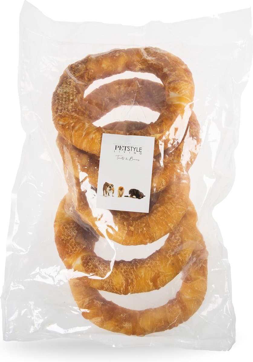 Petstyle Living Gepofte Ringen met Kip - Hondensnacks - 19cm - 5 Stuks - Donut Hond